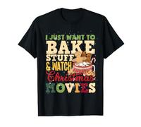Solo Quiero Hornear Cosas y Ver películas navideñas Camiseta gráfica económica