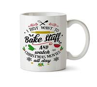 Solo Quiero Hornear Cosas Y Ver Películas Navideñas Todo El Día. Taza De Café Porcelana Tazas Cerámica Taza Para Bebidas Leche Oficina 330Ml