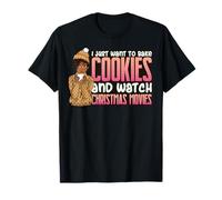 Solo Quiero Hornear Galletas y Ver películas navideñas Melanina Camiseta