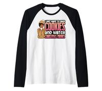 Solo Quiero Hornear Galletas y Ver películas navideñas Melanina Camiseta Manga Raglan