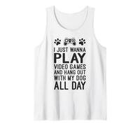 Solo quiero jugar videojuegos y pasar el rato con mi perro, jugador Camiseta sin Mangas