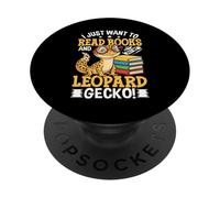 Solo Quiero Leer Libros y acariciar mi Gecko Leopardo PopSockets PopGrip Adhesivo
