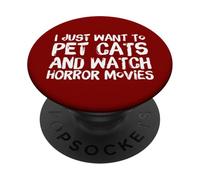 Solo Quiero Mascotas Gatos y Ver películas de Terror - Halloween PopSockets PopGrip Adhesivo