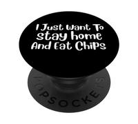Solo Quiero quedarme en casa y Comer Papas Fritas PopSockets PopGrip Adhesivo