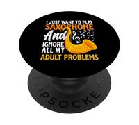 Solo Quiero Tocar el saxofonista de saxofón PopSockets PopGrip Adhesivo