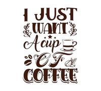 Solo quiero una taza de café tipografía Calcomanías de pared 57.6x78.7cm Autoadhesivo Café