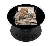 Solo Ramen Club Bear Sopa de Fideos japoneses Retro Manga Art PopSockets PopGrip Adhesivo