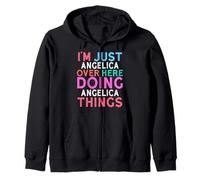 Solo Soy Angélica aquí Haciendo Angelica Things Name Sudadera con Capucha