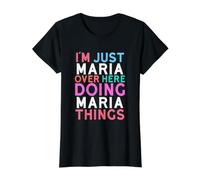 Solo Soy María aquí Haciendo Maria Things Name Camiseta gráfica económica, Mujer, Negro, L