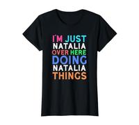 Solo Soy Natalia aquí Haciendo Natalia Cosas Natalia Camiseta gráfica económica, Mujer, Negro, S