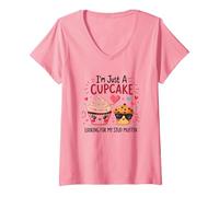 Solo Soy un Cupcake en Busca de mi Semental, Muffin, Sweet Love Camiseta Cuello V, Mujer, Rosado, S