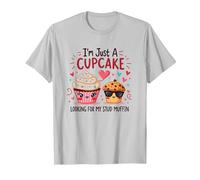 Solo Soy un Cupcake en Busca de mi Semental, Muffin, Sweet Love Camiseta, Hombre, Plata, S