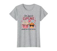Solo Soy un Cupcake en Busca de mi Semental, Muffin, Sweet Love Camiseta, Mujer, Gris Jaspeado, XS