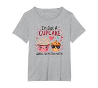 Solo Soy un Cupcake en Busca de mi Semental, Muffin, Sweet Love Camiseta, Mujer Tallas Grandes, Gris Jaspeado, 5XL Grande
