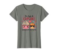 Solo Soy un Cupcake en Busca de mi Semental, Muffin, Sweet Love Camiseta, Mujer, Verde Militar Jaspeado, XL