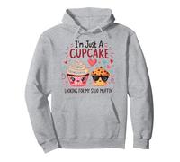 Solo Soy un Cupcake en Busca de mi Semental, Muffin, Sweet Love Sudadera con Capucha, Unisex para Adultos, Gris Jaspeado, S