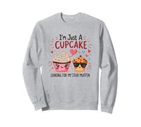 Solo Soy un Cupcake en Busca de mi Semental, Muffin, Sweet Love Sudadera, Unisex para Adultos, Gris Jaspeado, S