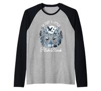 Solo Soy un pequeño Rayo de Mariposas Negras de Halloween Camiseta Manga Raglan