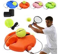 Solo Tennis Trainer Rebound Ball Set, Portable Solo Tennis Practice Device with Anti-Tangle String & Stable Base,Tenniss Training Equipment for Kids Adults Beginners Garden (Orange with 2 Balls)