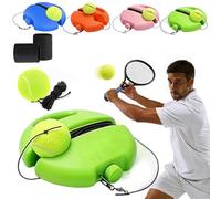 Solo Tennis Trainer Rebound Ball Set, Portable Solo Tennis Practice Device with Anti-Tangle String & Stable Base,Tenniss Training Equipment for Kids Adults Beginners Garden (Green with 2 Balls)