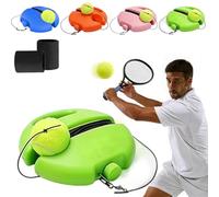 Solo Tennis Trainer Rebound Ball Set, Portable Solo Tennis Practice Device with Anti-Tangle String & Stable Base,Tenniss Training Equipment for Kids Adults Beginners Garden (Green with 1 Ball)