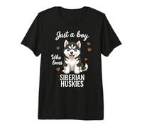 Solo un Chico Que ama a los Huskies siberianos Camiseta Premium