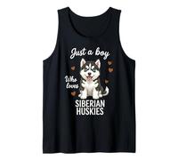 Solo un Chico Que ama a los Huskies siberianos Camiseta sin Mangas