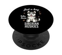 Solo un Chico Que ama a los Huskies siberianos PopSockets PopGrip Adhesivo