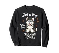 Solo un Chico Que ama a los Huskies siberianos Sudadera