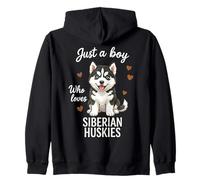 Solo un Chico Que ama a los Huskies siberianos Sudadera con Capucha