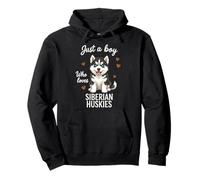Solo un Chico Que ama a los Huskies siberianos Sudadera con Capucha