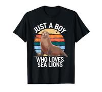 Solo un Chico Que ama a los Leones Marinos, Amante de los Leones Marinos Vintage Camiseta