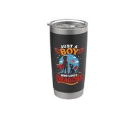 Solo un chico que ama a los niños amantes de los dragones Vaso térmico de acero inoxidable de doble pared