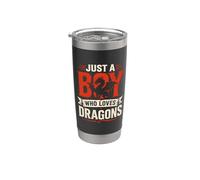 Solo un chico que ama a los niños amantes de los dragones Vaso térmico de acero inoxidable de doble pared