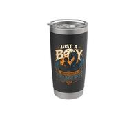 Solo un chico que ama a los niños amantes de los dragones Vaso térmico de acero inoxidable de doble pared
