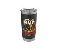 Solo un chico que ama a los niños amantes de los dragones Vaso térmico de acero inoxidable de doble pared