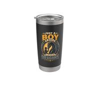 Solo un chico que ama a los niños amantes de los dragones Vaso térmico de acero inoxidable de doble pared