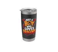 Solo un chico que ama a los niños amantes de los dragones Vaso térmico de acero inoxidable de doble pared