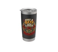 Solo un chico que ama a los niños amantes de los dragones Vaso térmico de acero inoxidable de doble pared