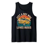 Solo un Chico Que ama los autobuses autobús Escolar Retro Camiseta sin Mangas