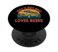 Solo un Chico Que ama los autobuses autobús Escolar Retro PopSockets PopGrip Adhesivo