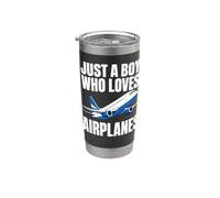 Solo un chico que ama los aviones a los niños Vaso térmico de acero inoxidable de doble pared