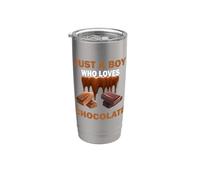 Solo un chico que ama los chicos de chocolate de caramelo Vaso térmico de acero inoxidable de doble pared