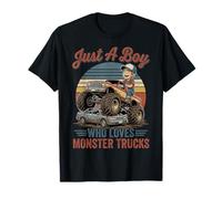 Solo un Chico Que ama Monster Trucks Vintage Camiseta
