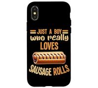 Solo un Chico Que Realmente ama los Rollos de Salchicha Amante de los comedores de Alimentos Carcasa para iPhone X/XS