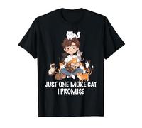 Solo un Gato más, lo Prometo, Amante de los Gatos, Hombre, niño, Gato, papá Camiseta gráfica económica, Hombre, Negro, XL
