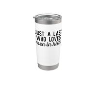 SOLO UN LASS QUE AMA A LOS HOMBRES EN KILTS Funny Scottish Kilt Meme Vaso térmico de acero inoxidable de doble pared