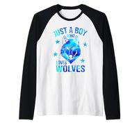 Sólo un niño Que ama a los Lobos Camiseta Manga Raglan