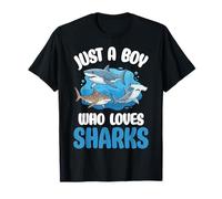 Solo un niño Que ama a los Tiburones Vida Marina de Dibujos Animados Camiseta