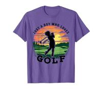Sólo un niño que ama el golf Sunset Niños de jóvenes Camiseta